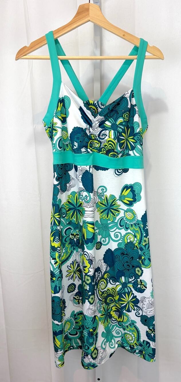 PRANA Amaya Dress Floral Sleeveless Tank Stretch Multicolor Green Size L
